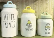 Rae Dunn Set of 3 EASTER Canisters with Pastel Lids NEW! RARE!