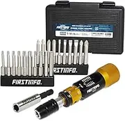 FIRSTINFO H5177Y1 Ultra Precision Certified Torque Limiting Screwdriver Set, 1/4 Inch Universal Hex Quick Release Bit Holder, 5-60 cNm (0.05-0.6 Nm) w/ 20pcs Screwdriver Bits & Extension Holder