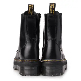 Dr.Martens 馬汀 JADON 8孔綁帶側拉鍊厚底短筒靴 黑 經典硬皮馬丁 真皮中性款休閒鞋 女15265001