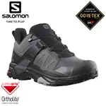 【SALOMON 法國 男 X ULTRA 4 GTX 低筒登山鞋《灰/黑/石碑灰》】412870/越野鞋/健/悠遊山水