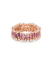 Suzanne Kalan 18K Rose Gold Fireworks Pink Sapphire Baguette & Diamond Asymmetrical Eternity Band