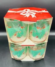 VTG Libbey Glass Set Of 2 Boxes 4 Pack HOLLY & BERRY Whisky Glasses