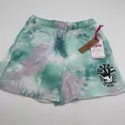 Justice Girls Size 10 Shorts Blue Green Tye Die Peace Love Soft Knit Material