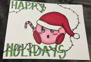 Kirby Merry Christmas hand drawn Christmas poster art Holidays