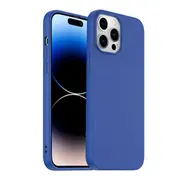 For Apple iPhone 14 Pro Silicone Silky Soft Case with Microfiber TPU Ultra Slim Anti Scratch Shockproof Cover (Blue)