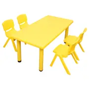 120x60cm Rectangle Yellow Kid's Table and 4 Yellow Chairs