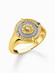 Thomas Sabo TR2449-974-1-54 Gold-plated signet ring sun symbol