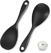 Proxima Direct Silicone Rice Spoon Paddle Set of 2, Non Stick Heat Resistant Silicone Rice Serving Spoon Rice Cooker Spoon (Black)