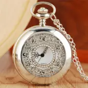 Steampunk Men's Pocket Watches Silver Arabic Numerals Hollow Analog Fob Watch