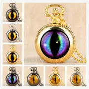 Vintage Bronze Eyes of Rights Unisex Analog Quartz Pocket Watch Necklace Chain