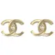 CHANEL ABA654 品牌雙C LOGO水晶鑽針式耳環.淡金