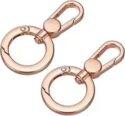 uxcell 2 Pcs Double Opening Snap Hooks Swivel Keychain Clasp Clips Metal Swivel Lobster Claw Clasp for Jewelry Making Crafts Backpack Bag Strap Phone Case, Rose Gold
