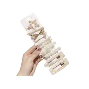 MsBlossom - Faux Pearl Hair Clips - 1set(10pcs) - Pearl x Ribbon x Heart
