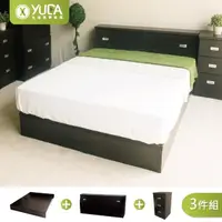 在飛比找momo購物網優惠-【YUDA 生活美學】房間組3件組 雙人5尺 收納床頭箱+床