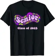 [X.Style] Class of 2023 Senior Girls 70s Retro Throwback ds272 T-Shirt Black