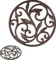 Cast Iron Trivet - Round With Vintage Pattern - Decorative Cast Iron Trivet For