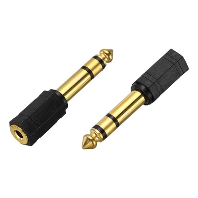 2 Pcs TRS6.35mm Male to 3.5mm Female Gold Plating Adapter Plastic Shell