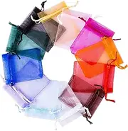 LEMESO 120PCS Organza Bags 7 * 9cm Drawstring Organza Pouches 12 Assorted Colors Wedding Favor Party Festival Candy Pouches Gift Bags