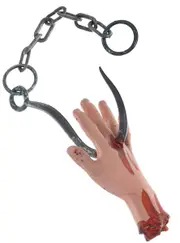 Fake Severed Hand on Hook Halloween Prop