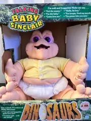 RARE-NEW-Vintage 1991 Disney-Hasbro Talking Baby Sinclair Plush Dinosaur Doll-