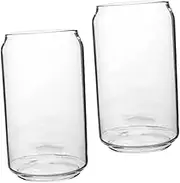 Ciieeo 2Pcs Transparent Beer Cup Creative Can Shape Beverage Glass Lightweight Cocktail Glasses for Parties High with Smooth Finish for Juice Soda and Beer