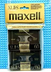 MAXELL XLII-S 60 TWIN PACK TYPE II 1988 BLANK CASSETTE TAPES (2) (SEALED)