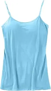 [Generic] Women's Fashion Blouses Adjustable Camisole With Frame Bra Stretch Undershirt Business Shirts (Light Blue, S)