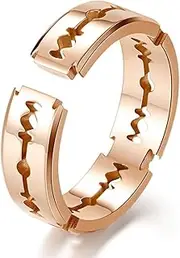 RIUKIU Open Razor Blade Ring, Fashion Stainless Steel Men's and Women's Rings,Rose Gold,11