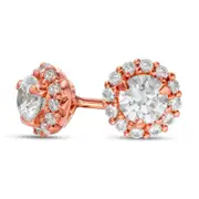 0.5 CT. T.W. Diamond Frame Stud Earrings in 10K Rose Gold