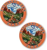 [No Thorns Media] Zion National Park Utah 2 Pack Pinback Buttons 2.25" Fun Pins for Clothes, Backpacks, Hats, and Jackets - Cartoon, Retro, and Punk Style Lapel Badges, Slogans, and Party Pins ID45000, Metal, no