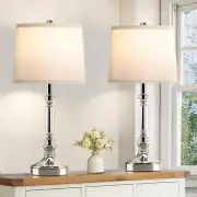 Crystal Table Lamps for Bedroom Set of 2, 23.4" Modern Buffet Living Room End...
