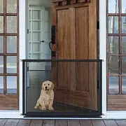 Mesh Gates for Kids or Pets, Magic Pet Gate for The House, Portable Baby Puppy Safety Fence Guard for Stairs and Doorways, Easy Install Anywhere, 43" W x 30" H, 8 Hooks