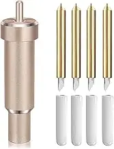 4 Replacement Blades and Deep Cutting Housing for Cricut Explore Air 2/3, for Cricut Maker 3, Deep Cut Blade 30/60 Degree, Deep Foam Blade, Chipboard, Leather Cutting Tool (Gold)