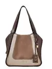 MARC JACOBS DIRECTOR LRG NUBUCK / LEATHER SHOULDER BAG TOTE TAUPE IRON MULTI~NWT