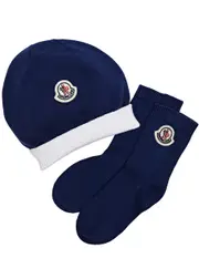 Moncler Kids Sock and hat Gift set - Blue Other 24 months