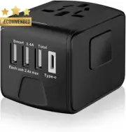 Universal Travel Power Adapter USB-A 2.4A & Type-C 3.0A Charger Worldwide Plugs