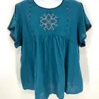 LuLaRoe Teal Boho22 Paisley Embroidered NWT Top Size 3XL