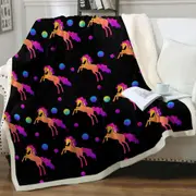 Retro Colors Horse Pattern Throw Blanket