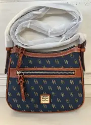 NWT Dooney & Bourke Gretta Small Presley Crossbody Bag Navy Monogram RP $298