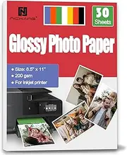 NICKANG Glossy Photo Paper 8.5 x 11, 30 Sheets, 200 gsm, Letter Size, Inkget…