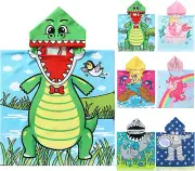 Kids Beach Towel for Boys Girls, Alligator Hooded Bath Towel Wrap, Toddler Pool