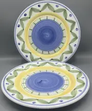MINT! 2 WILLIAMS SONOMA Marisol Hand Painted ITALY Dinner Plates 11.25"