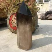 36.3LB TOP!Natural Smoky quartz obelisk carved crystal wand point tower reiki