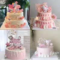 在飛比找ETMall東森購物網優惠-可愛小貓系列派對裝扮創意蛋糕插件卡通小粉貓情景生日裝飾擺件