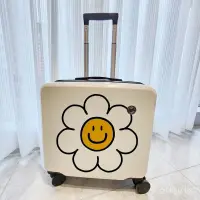 在飛比找蝦皮購物優惠-(臺灣出貨)卡通INS笑臉小型行李箱男女18寸輕便登機拉桿箱
