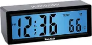 Sonnet Talking Alarm Clock for Visually Impaired, Elderly People, Blind, Hourly Voice Notifications, Blue Backlight Large Display Shows Time and Temperature, Loud for Heavy Sleepers by Ken-Tech, Black
