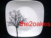 4 Corelle TIMBER SHADOWS 9" Salad Lunch Plates NEW Square BlackWhite Gray