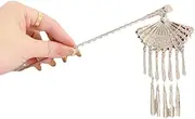 YTDJJWLS Chinese Style Ethnic Wind Chime Tassel Hairpin with Ancient Style, White