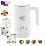 10oz Ceramic Electric Milk Frother with Dense & Light Foam Options - White