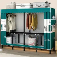在飛比找momo購物網優惠-【WELAI】家用臥室簡易組裝鋼架布衣櫃-110*45*17